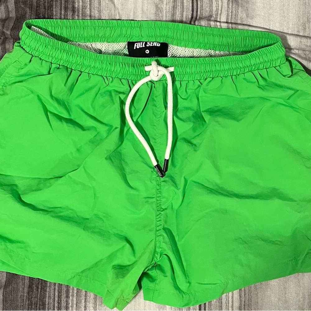 Full Send Green Swim Trunks for Men, Never Used